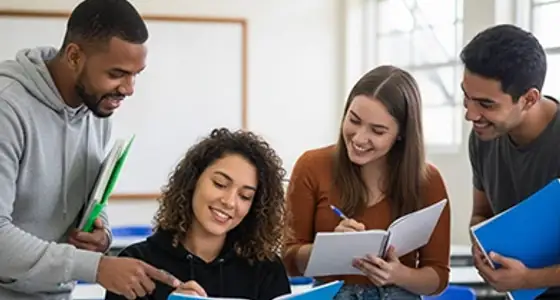 Estudante sorrindo com livros, representando o EJA Ensino Médio